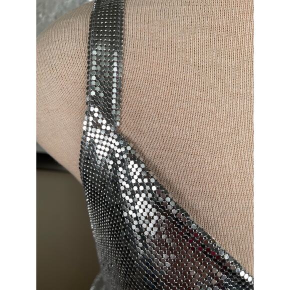 MICHAEL LO SORDO Cross Drape Chain Mail Mini Dress in Silver Size 6 - Picture 4 of 12